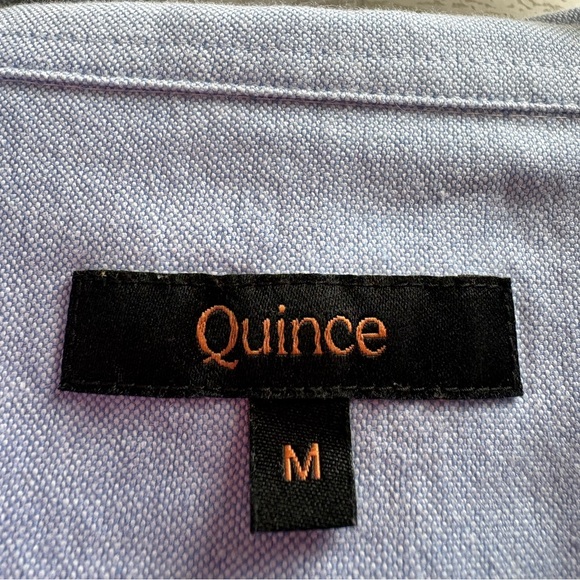 Quince Organic Cotton Relaxed Oxford Shirt Pale Blue Medium Button Down Top - Picture 8 of 13